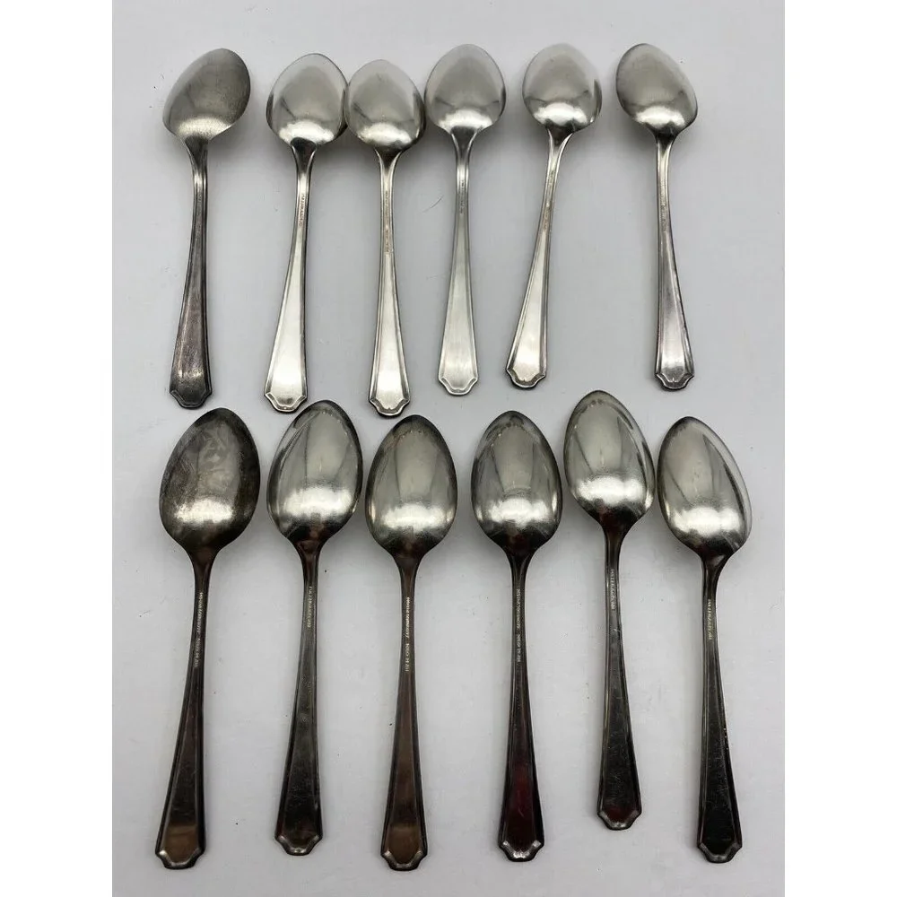 Vintage 1922 Oneida Community Beverly Teaspoons Set Of 12 Silverplate‎ Art Deco